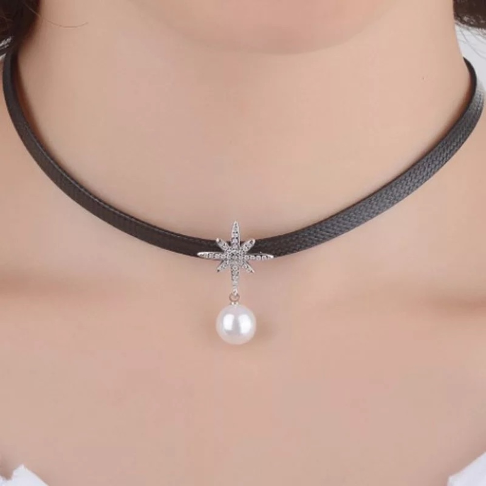 CZ Snow 925 Silver Pendant Choker Necklace
